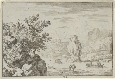 Klippan mitt i floden, 1600-talet. av Allart van Everdingen
