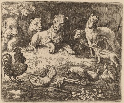 The Rooster Charges Reynard, förmodligen ca. 16451656. av Allart van Everdingen
