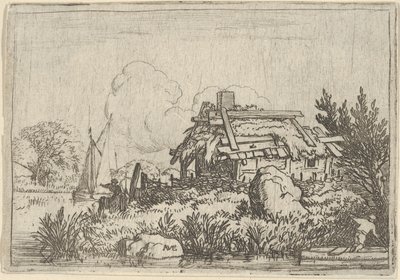 Den förstörda stugan, omgiven av vatten, 1600-talet. av Allart van Everdingen