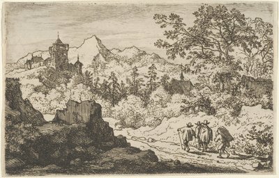 De tre männen och portvakten, 1600-talet. av Allart van Everdingen