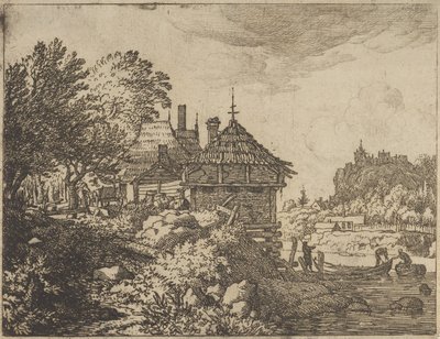 De två båtarna närmar sig en koja, 1600-talet. av Allart van Everdingen