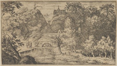 Vattenkvarnen vid foten av berget, 1600-talet. av Allart van Everdingen