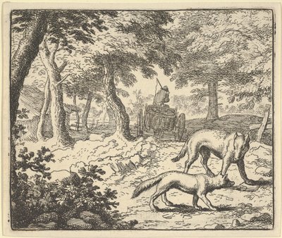 Vargen anklagar Renard för att äta fisken som han stal, 1650-75. av Allart van Everdingen