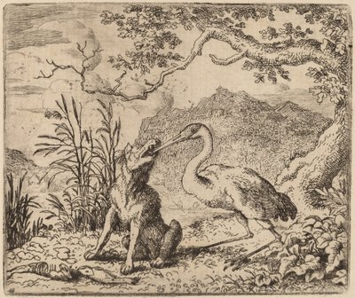 Vargen och tranan, förmodligen ca. 16451656. av Allart van Everdingen