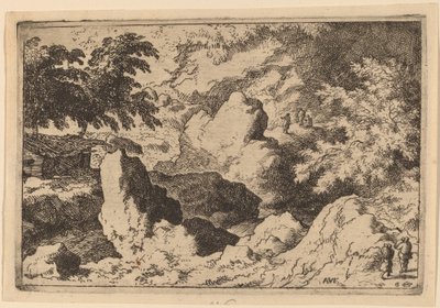 Three Men on a Rock, förmodligen ca. 16451656. av Allart van Everdingen