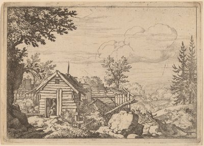 Två män i dörröppningen till en koja, förmodligen ca. 16451656. av Allart van Everdingen