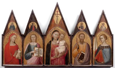 Madonna och barn med heliga. av Allegretto Nuzi