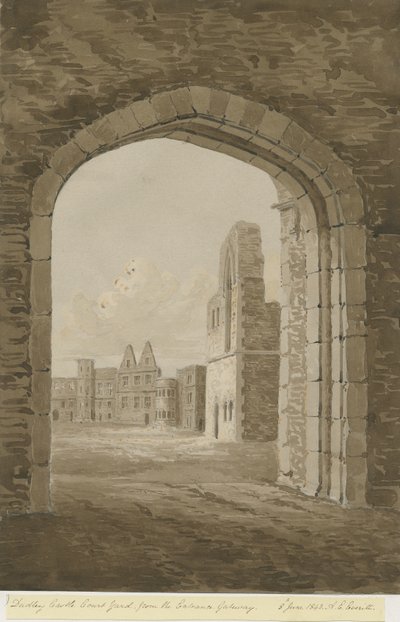 Dudley Castle - The Keep: röd sepiateckning, 8 juni 1843 av Allen Edward Everitt