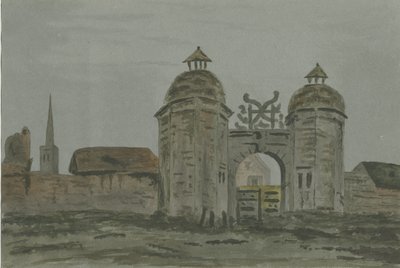 Hamstall Ridware Hall - Porters" Lodge: akvarellmålning, och [1824-1882] av Allen Edward Everitt
