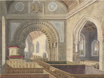 Interiör av Longdon Church: akvarellmålning, ndc 1842] av Allen Edward Everitt