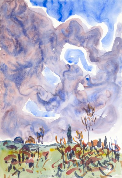 Akvarell nr. 31, Landskap med moln, ca. 1930. av Allen Tucker