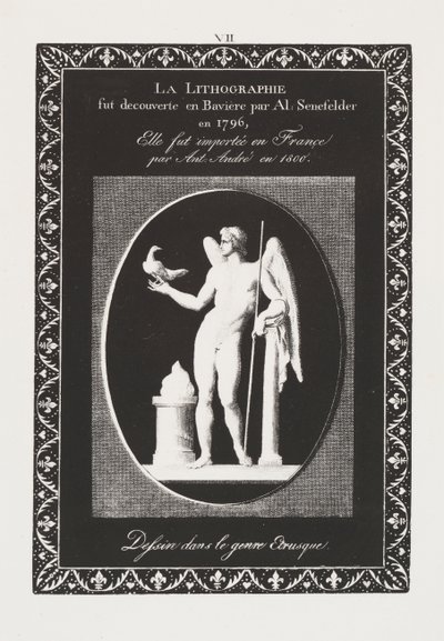Litografins konst: Dedikationsblad, tavla VII av Alois Senefelder