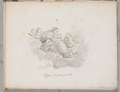 Litografins konst: Madonna med barn på molnen, plansch II av Alois Senefelder