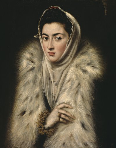 Lady in a Fur Wrap (olja på duk) av Alonso Sánchez Coello
