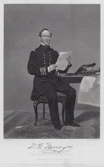 David Glascoe Farragut (gravyr) av Alonzo (after) Chappel