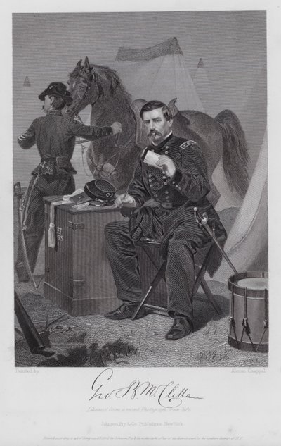 George Brinton McClellan (gravyr) av Alonzo (after) Chappel