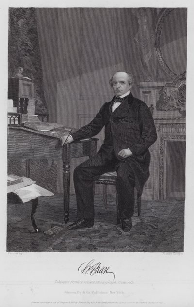 Salmon Portland Chase (gravyr) av Alonzo (after) Chappel