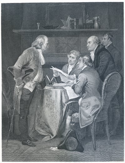 Utarbetande av självständighetsförklaringen 1776, 1859 av Alonzo Chappel