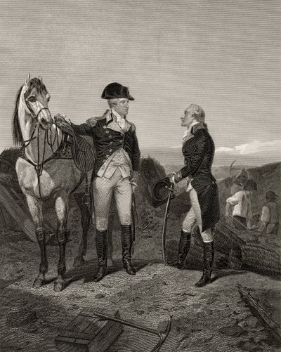 Första mötet mellan George Washington och Alexander Hamilton, från "Life and Times of Washington", volym I, publicerad 1857 av Alonzo Chappel