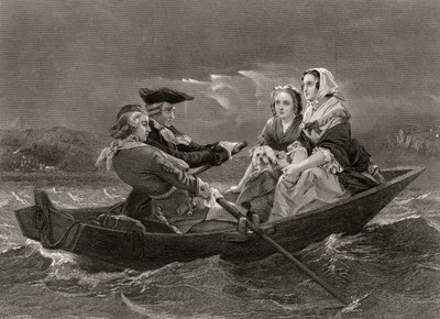 Lady Harriet Ackland på väg för att besöka General Gates läger, från "Life and Times of Washington", volym I, publicerad 1857 av Alonzo Chappel
