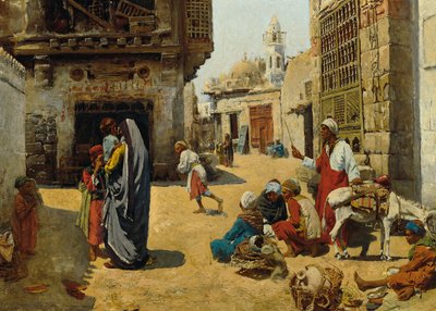 Gata i Kairo, ca 1890-1900 (olja på pannå) av Alphons Leopold Mielich