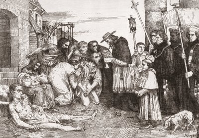 Pestoffer i Rom (gravyr) av Alphonse (after) Legros