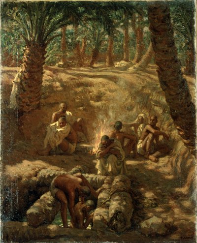 Berbers at an Oasis Well (olja på duk) av Alphonse Etienne Dinet