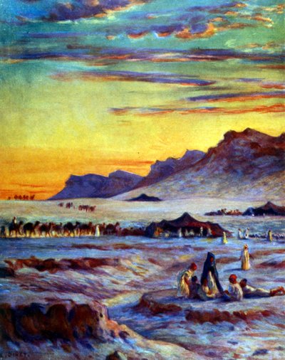 砂漠のアラブ遊牧民のグループ。 Nasreddine Dinet (Alphonse-Étienne Dinet) 著。 1861 年 1929 年 フランスの東洋画家 1918 年スウェーデン人 av Alphonse Etienne Dinet