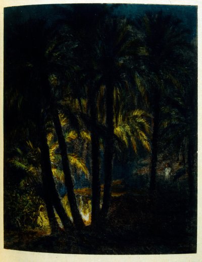 Illustration av Dinet ur "Mirages" Scener ur det arabiska livet. 1906. Mirages, Scenes De La Vie Arab illustrerades av Etienne Dinet och kommenterades av Silman Ben Ibrahim Bamer. Nasreddine Dinet föddes som Alphonse-Etienne Dinet; (1861-1929) var en frans av Alphonse Etienne Dinet
