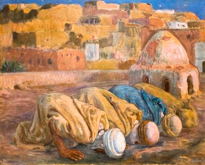 Bön på en terrass i Bou-Saada eller Es-Sojoud (olja på duk) av Alphonse Etienne Dinet