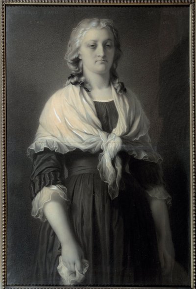 Porträtt av drottning Marie Antoinette (1755-1793) på conciergen Drottningen, representerad 1793, sörjer. Kolteckning av Alphonse Francois (1814-1888) 1851 sön. 0,72x1,11 m Malmaison, musee du chateau av Alphonse François