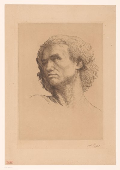 Huvudet av en man av Alphonse Legros (signed by artist)