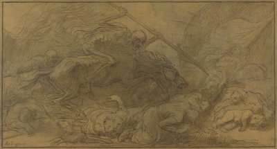 After the Battle (penna och brunt bläck med brun lavering över grafit på brunt papper) av Alphonse Legros