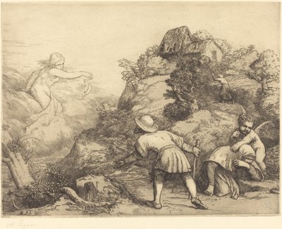 Allegori om bonden och förmögenheten: Allegoriskt ämne av Alphonse Legros