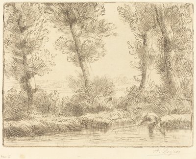 Banks of the Liane (Les bords de la Liane) av Alphonse Legros