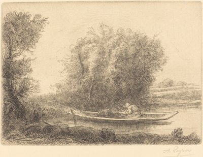 Böj i floden Un coin de riviere. av Alphonse Legros