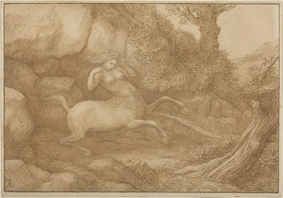 Centaur Woman (penna och brunt bläck över grafit på varvat papper) av Alphonse Legros