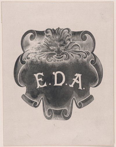 Motbevis på ett avtryck från en namnskylt för Edward D. Adams, ca. 1892. av Alphonse Legros
