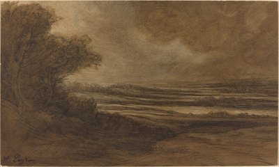 Landsbygden i Bourgogne [recto]. av Alphonse Legros