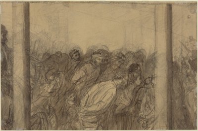 Folkmassa sedd mellan två kolonner [verso] av Alphonse Legros