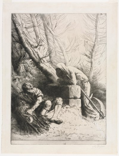 Döden och vedhuggaren, 1881. av Alphonse Legros