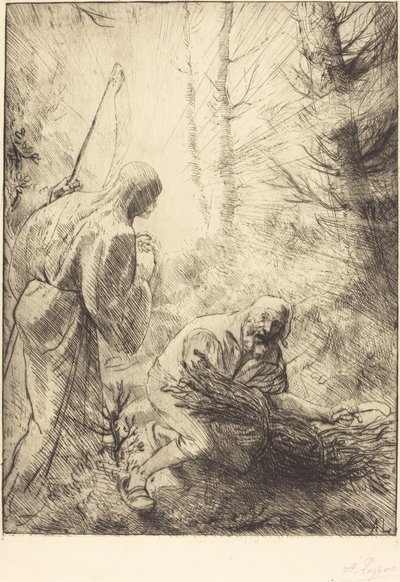 Döden och vedhuggaren, andra plattan (La mort et le bucheron) av Alphonse Legros