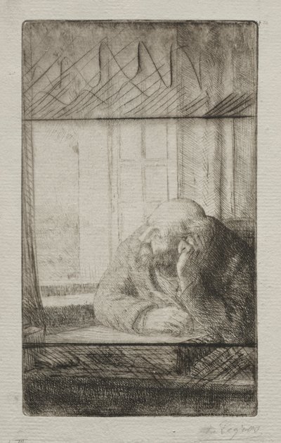 Kväll vid fönstret. av Alphonse Legros