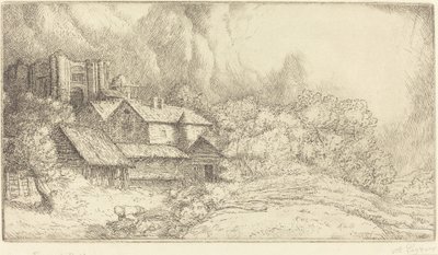 Gård vid klostret The Abbey Farm. av Alphonse Legros