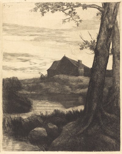 Gård med stort träd Gård med stort träd. av Alphonse Legros