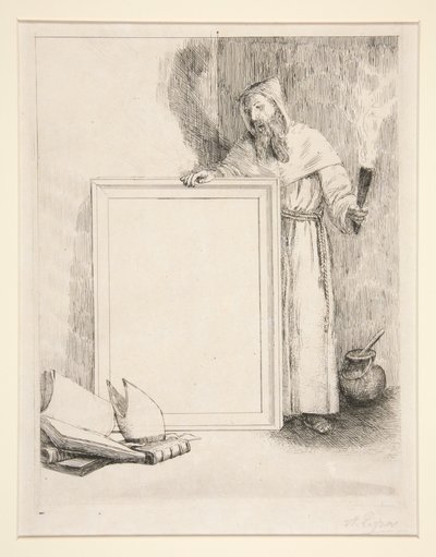 "Femtio avbildningar av 10 etsningar" (Titelsidan till serien utgiven av Marseille Holloway) av Alphonse Legros