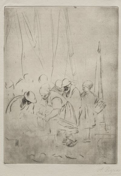 Fiskare på kajen i Boulogne av Alphonse Legros