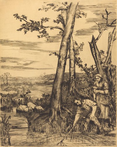 Fiske efter kräftor Kräftfiskare. av Alphonse Legros