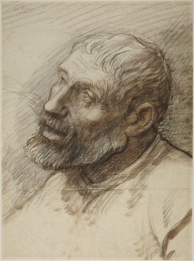 Huvudet på en skäggig man av Alphonse Legros