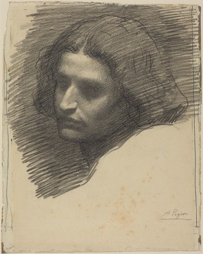 Manshuvud vänt åt vänster [framsidan] av Alphonse Legros